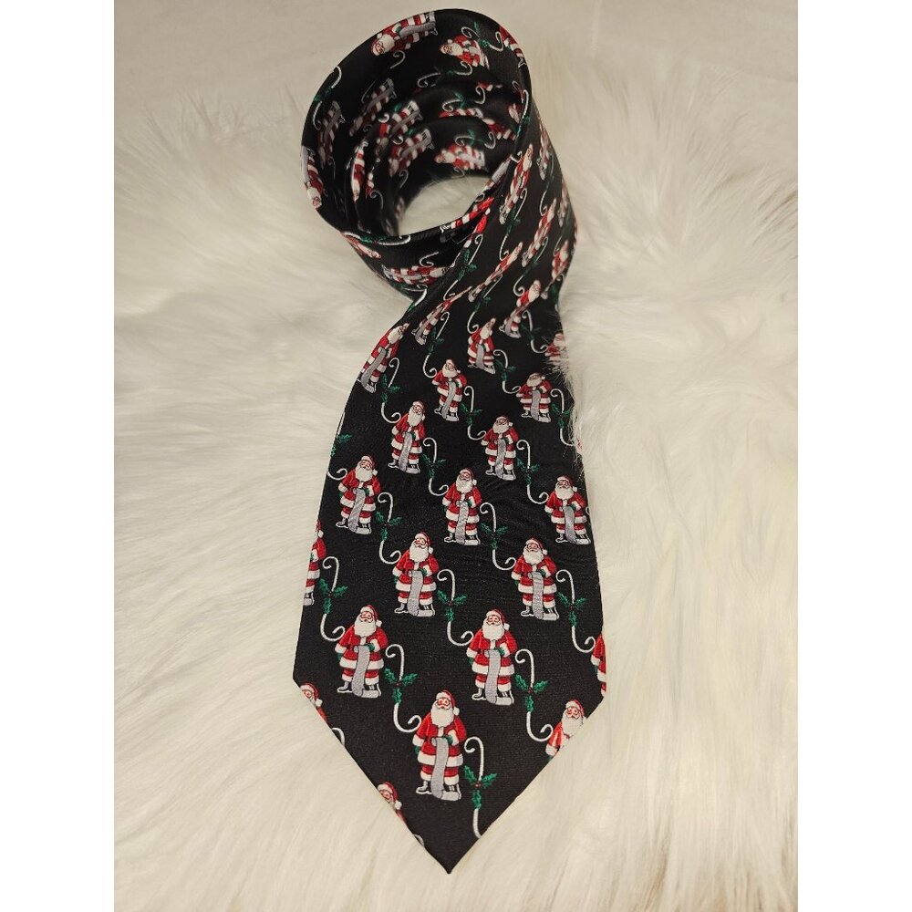 Holiday‎ Tie Santa Clause Naughty or Nice List 100% silk, Classic 59"